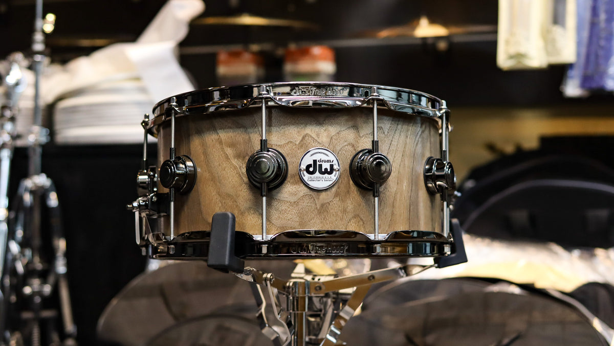 DW Collector's Series Pure Walnut Satin Oil with Black Nickel Hardware 14x6.5 Snare Drum-1
