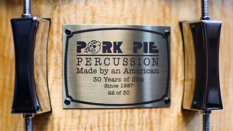 Pork Pie 14x6.5 30th Anniversary Walnut Curly Maple Veener Snare Drum (22 of 30)-zoom-
