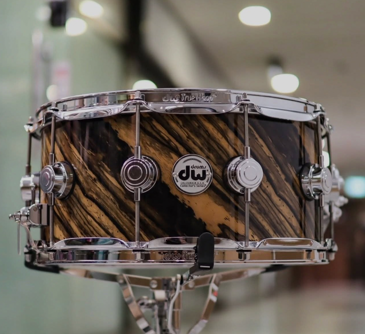 DW Collector's Series Exotic Twisted Royal Ebony Gloss VLT Maple 14x6.5 Snare Drum-1