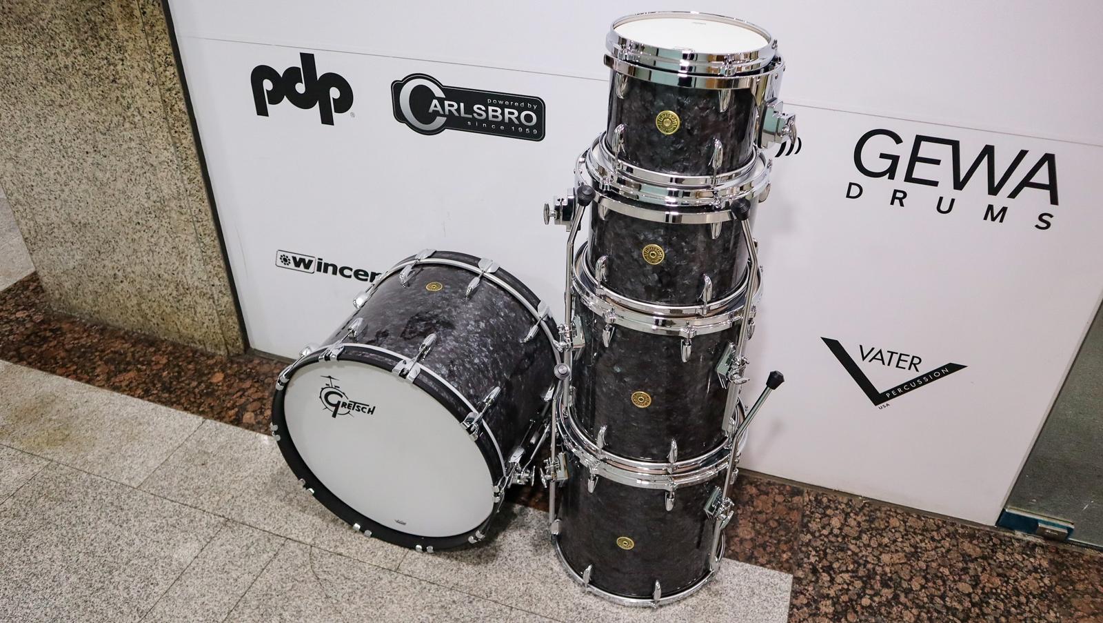 Gretsch USA Custom 22-10-12-14-16 Deep Black Marine Pearl 5pc-zoom-1