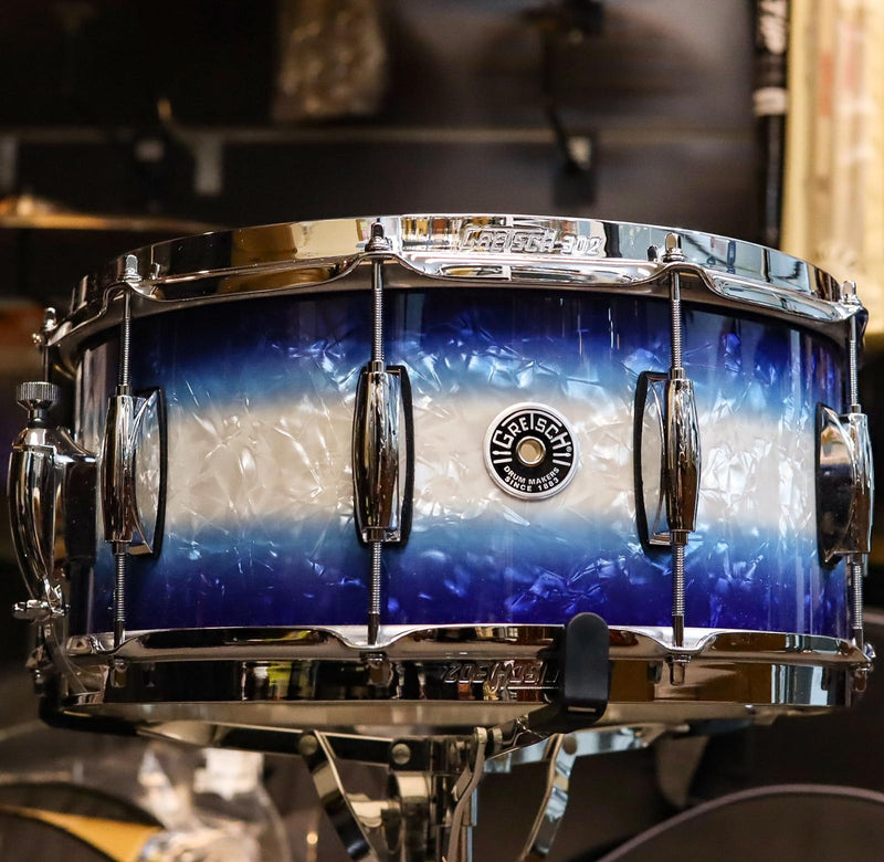 Gretsch Brooklyn 14x6.5 Blue Burst Pearl Maple/Poplar Snare Drum-zoom-