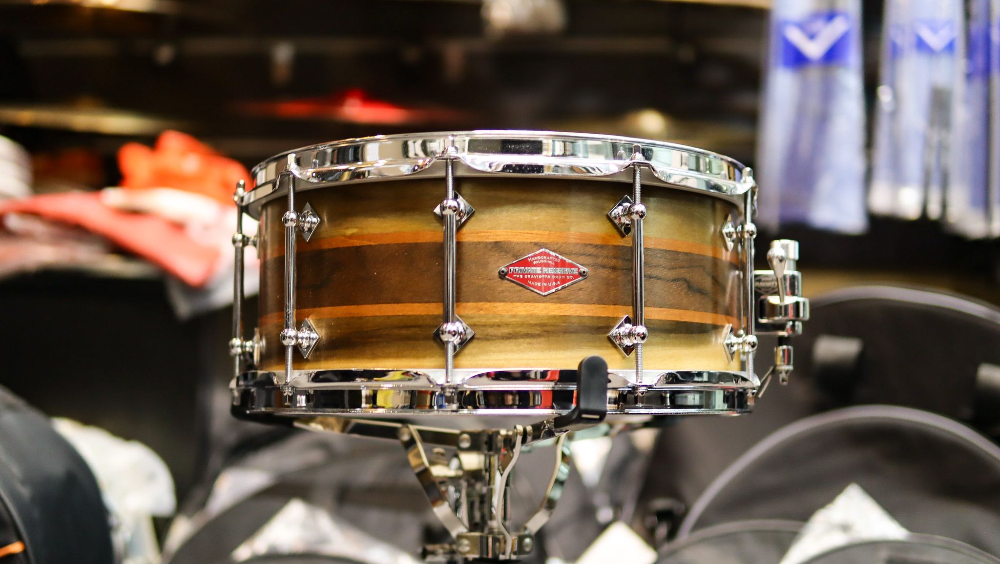 Craviotto Private Reserve 5-Way Stacked Solid Poplar/Mahogany/Walnut 14x6.5 Snare Drum