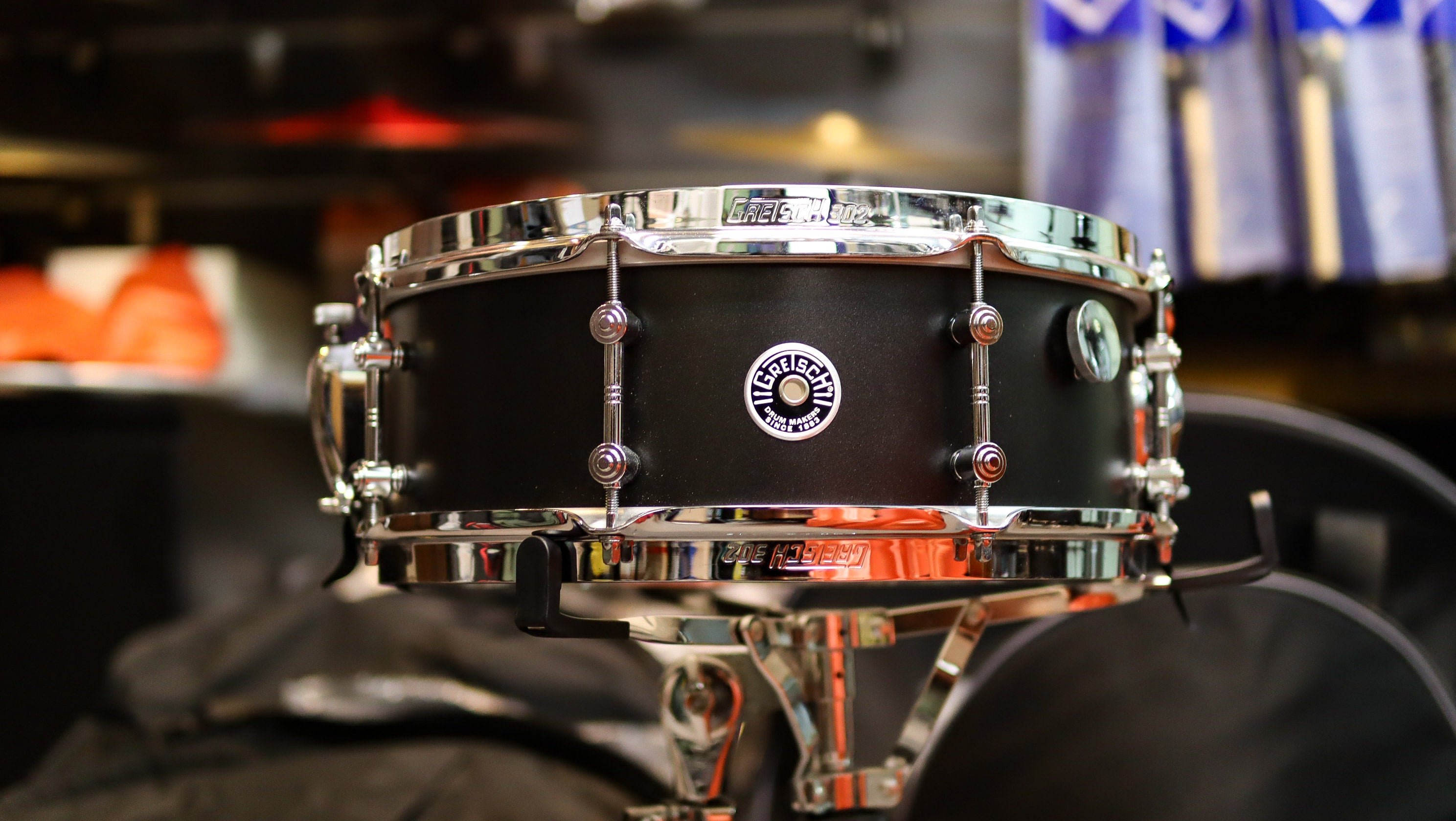 Gretsch Brooklyn Standard 14x5.5 Satin Black Metallic Maple/Poplar Snare Drum (Lightly Used)-zoom-1